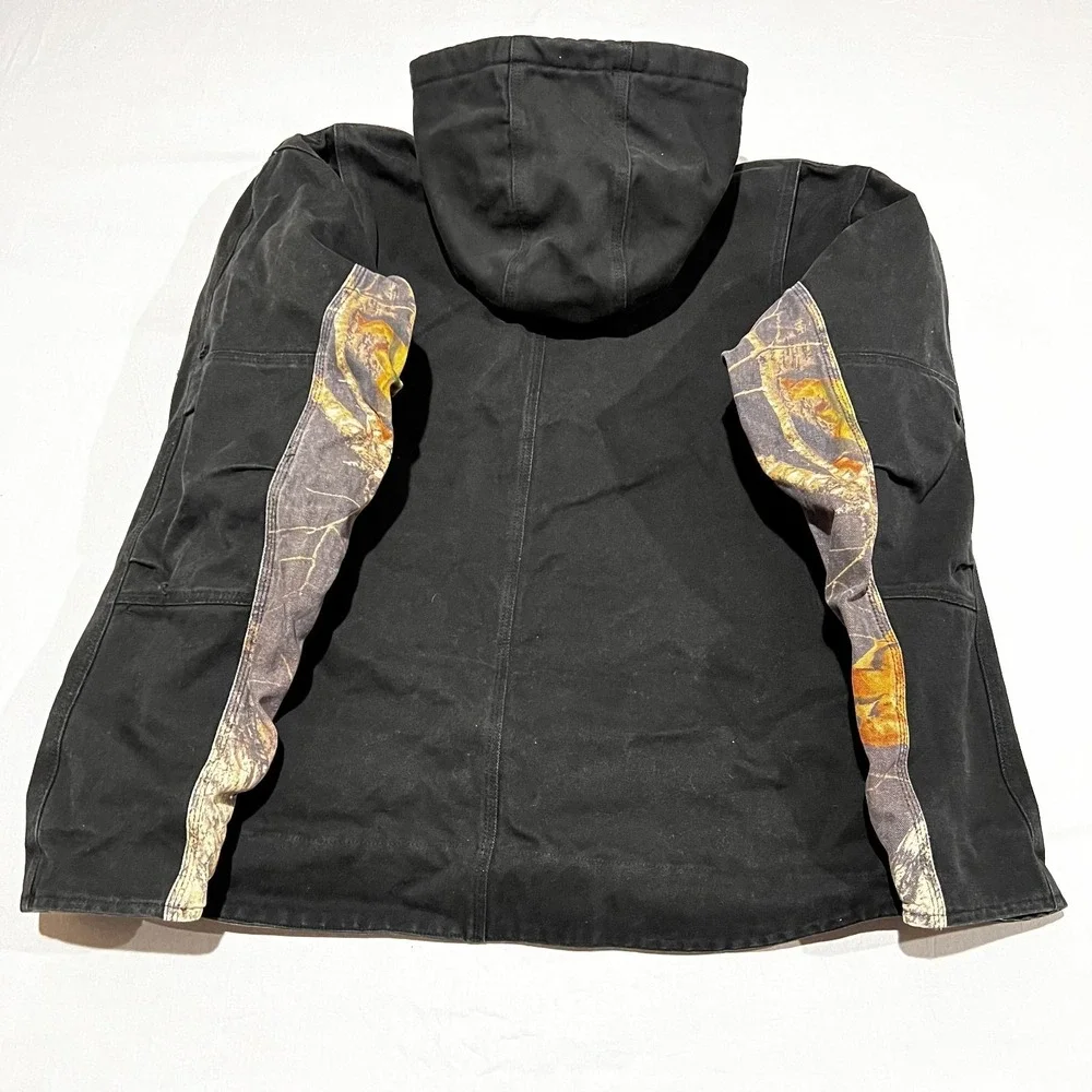 Rocky Mens Black Camo Canvas Sherpa Fleece Hunting Workwear Full Zip Jacket L